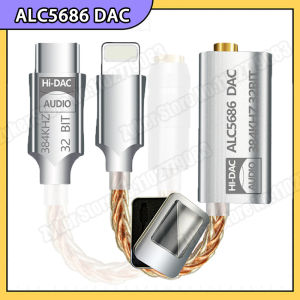 ALC5686 HiFi DAC USB TypeC/Lightning To 3.5mm Digital Audio Cable DAC For iPhone iOS Android Adapter Decode Amp 32bit/384KHz