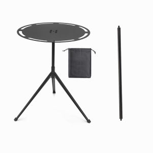 Portable Folding Picnic Table Strong Load-bearing Telescopic Round Camping Table with Light Pole Tripod Storage Bag for BBQ Picnic Hiking