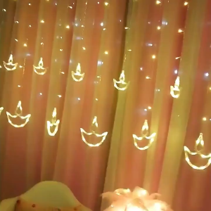 2026 Deepavalli Fairy String Diya Lights 3.5M 138led Curtain Lights Window Lights Twinkle For Outdoor Garden Patio Landscape Home Christmas Holiday Decoration