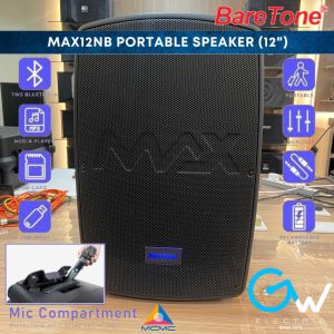 [Mic Priority Key Control Bluetooth] 500W Baretone 12" MAX12NB 3 Way Speaker Box Portable Speaker