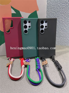 Ốp Lưng Điện Thoại Silicon Màu Trơn Có Dây Đeo Cổ Tay Bảo Vệ Cho Samsung S24 Ultra S23 S21 FE S20 plus A53 A73 Note20 Ốp Lưng Điện Thoại Di Động Chống Trượt Phong Cách Hàn Quốc