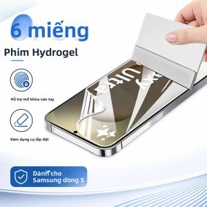 6 Miếng Dán Màn Hình Hydrogel Cho Galaxy S Series S25 S24 S23 S26 Ultra S26 S22 S21 S20 FE Hỗ Trợ Mở Khóa Vân Tay Chất Liệu Mềm