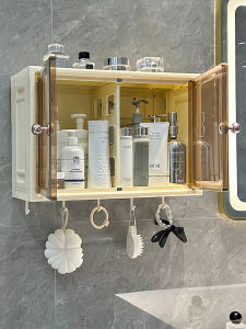 Bathroom Wall-Mounted Waterproof Cosmetic Storage Rack No-Drilling Plastic Shelf for Toiletries And Cosmetics Single Layer