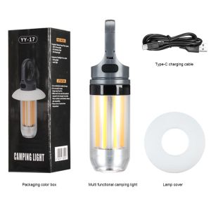 Winnereco ตั้งแคมป์บรรยากาศแสงอบอุ่นไฟฉายคู่สีขาวไฟฉายคู่ 5 โหมดแหล่งกำเนิดแสงคู่เต็นท์แสง 600 mAh พกพาได้ด้วยมือจับ