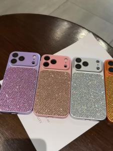 Upgrade To 17 Glass Glitter Camera Lens Protector Phone Case For iPhone 16 15 14 Plus 13 12 11 Pro Max Girls Cute Bumper Cover