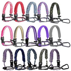 Paracord Handle for Aquaflask 14 18 22 32 40 & 64oz Wide Mouth Bottles Paracord Carrier Strap Cord with Safety Ring and Carabiner