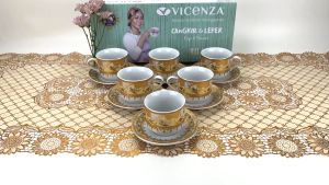 VICENZA 6 pasang cangkir set  motif camelia / tea set cup and saucer porcelain Y83