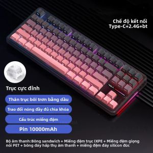 Bàn Phím Cơ Aula F87 Pro 87 Phím Có Dây/không Dây Bluetooth 2.4g 8000mAh RGB Hotswap PBT Tùy Chỉnh Dành Cho Chơi Game