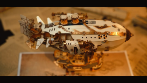 HowCat MFantasy White Airship DIY Wooden Puzzle (S988) 3D Wooden & Paper Puzzle