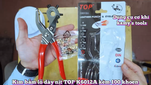 KÌM BẤM LỖ DÂY NỊT TOP K6012A KÈM 100 KHOEN (KÌM BẤM LỖ THẮT LƯNG KỀM BẤM LỖ DÂY NỊT)