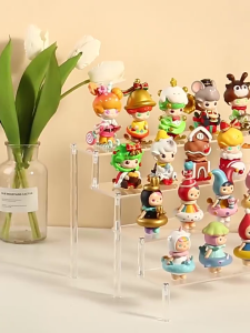ชั้นวางโมเดล วางโมเดล ชั้นวางโมเดล ชั้นวางเครื่องสําอาง อะคริลิค สีใส Art Toy ชั้นวาง สี่เหลี่ยมคางหมู 2/3/4/5ชั้น