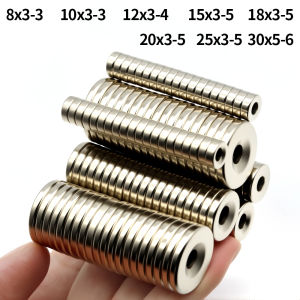 แม่เหล็กติดตู้เย็นแบบมีรูสำหรับงาน DIY กระดานไวท์บอร์ดสำนักงาน เหมาะสำหรับงานฝีมือ อุปกรณ์ใช้ในบ้านและที่ทำงาน ขนาด 10x3-3 12x3-4 20x3-5 มม.