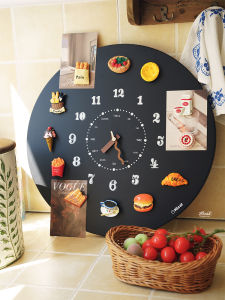 Retro Blackboard Wall Clock Magnetic DIY Decorative Art Clock Modern Simplicity Metal Battery Powered Living Room Home Decor