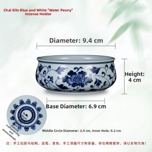 Zhongs Kiln | Jingdezhen Ceramics Hand-painted Blue and White Peony Incense Holder