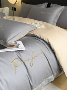 Luxurious Embroidered Pure Cotton Bedding Set 3-4 Piece High Density Fabric Bed Sheet Cover Duvet Cover Pillowcase Set