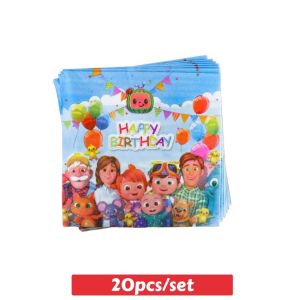 Cocomelon Birthday Party Decorations Balloons Disposable Tableware Cup Plate Tablecloth Cake Topper Balloon for Kids Baby Shower