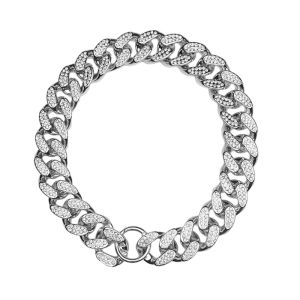 Luxury Bling Pet Chain Collar Rhinestone Plastic Cuban Link Necklace for Dogs Cats Decorative Fashion Jewelry Accessory Gift