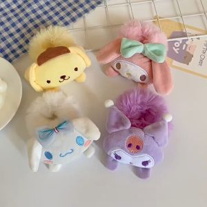 1Pcs Kuromi Japanese Cartoon Hair Tie Plush Hair Ring Girls Scrunchie Hair Rope High Ponytail