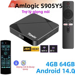 Hộp Truyền Hình Thông Minh TANIX TX5 Android 14.0 Amlogic S905Y5 Hỗ Trợ Video 4K LAN Wifi 6 BT 5.0 Điều Khiển Bằng Giọng Nói Chơi Game Media Stick