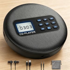 Portable CD Player With Speakers Rechargeable Discman With Bluetooth CD Walkman With Headphones