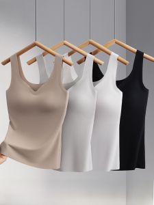 Miiow | Ice Silk One-Piece Vest Strap Womens Outerwear V-Neck Prevent Exposure No Bra Needed Wide Shoulder Straps Beautiful Back