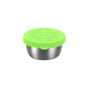 1/4Pcs Stainless Steel Dipping Sauce Cups Condiment Dishes With Leakproof Silicone Lids Reusable Salad Dressing Food Container