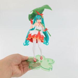 Bandai | Hot 21CM Hatsune Miku Anime Figure PVC Model Action Toy Green Leaf Thumbelina Desktop Decoration Dolls Ornaments for Collectors