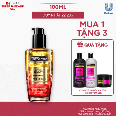 Serum Dưỡng Tóc TRESemmé Keratin Smooth Keratinbond+ Cho Tóc Khô Xơ Rối Vào Nếp Suôn Mượt/ TRESemmé Bond Repair PeptideBond+ Cho Tóc Hư Tổn Do Tạo Kiểu, Giúp Ngăn Gãy Rụng 97ml/ 100ml