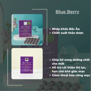 Thực phẩm bảo vệ sức khỏe New Nordic Blue Berry: Viên uống hỗ trợ cải thiện thị lực hạn chế khô giác mạc [40 viên]
