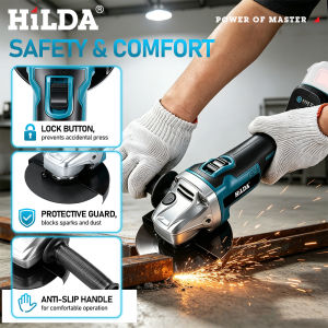 Hilda | HILDA 21V Brushless Angle Grinder Cordless Handheld Electric Power Tool for Makita Battery For Metal Wood Cutting