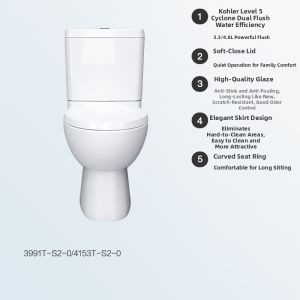 Kohler | Separate Bathroom Toilet with 5 Level Whirlpool Flushing