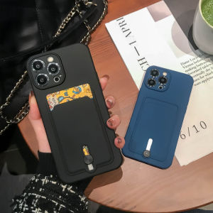 CrashStar Silicone Soft Shockproof Phone Case With Card Slot Holder For iPhone 16 15 14 13 12 11 Pro Max 16e XS XR X 8 7 Plus + SE 2020 Anti-fall Phone Cover Card Bag Phone Casing With Full Cover Camera Protection Top Seller