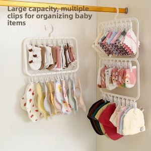Multifunctional Socks Drying Rack with Multiple Clips Underwear Laundry Drying Holder Multi-layer Wardrobe Balcony Childrens Clothes Hanger