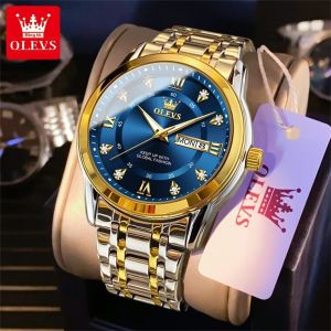 OLEVS | OLEVS 5513 TOP Đồng Hồ Nam Kim Cương La Mã Có Lịch Kép Đồng Hồ Thạch Anh Dây Thép Không Gỉ Kim Dạ Quang Chống Sốc Đồng Hồ Sang Trọng Chống Nước