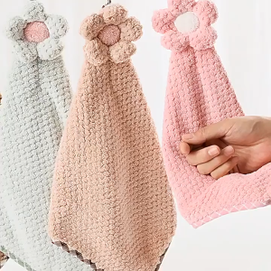 SUMMERTOP KA1925 Kain Lap Tangan Menyerap Air Handuk Gantung Motif Bunga Serbet Wastafel Pengering