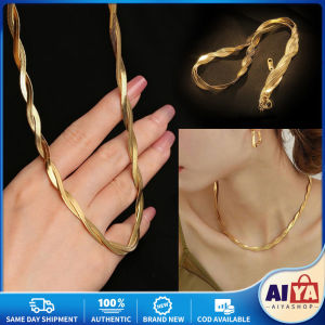Gold Plated double-layer crossed snake bone Necklace for women Bone bracelet for women non-fade