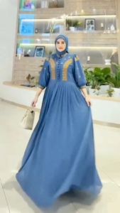 COD - Azizah Dress Ceruty Babydoll Bordir Dress Wanita Terbaru 2024 Kekinian Dress Muslim Viral