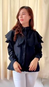 Rania Blouse Ruffle Lengan Panjang: Pakaian Wanita Elegan & Berkualitas