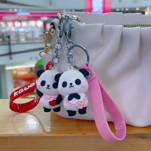 Móc khóa hình gấu trúc Hàn Quốc dễ thương sáng tạo móc chìa khoá treo balo nhiều màu MK09 móc khoá ô tô