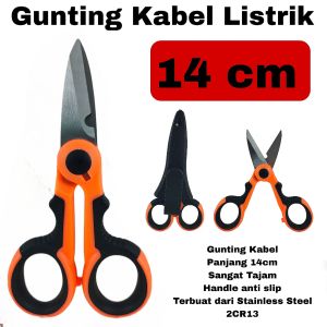 Gunting Kabel Listrik 14cm Stainless Steel Scissors Gunting Kertas Dapur
