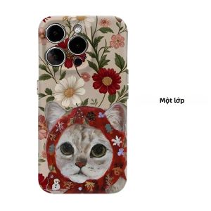 Potdemiel | Ốp Điện Thoại iPhone Họa Tiết Mèo Hoa Nam Châm Hai Lớp Bảo Vệ Chắc Chắn Chống Sốc Chống Xước Chất Liệu TPU Mềm PC Chống Bụi