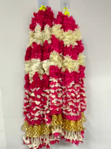 Traditional Handcrafted Artificial Flower Garland with Pearl-Finish Beads | Perfect for Pooja Diwali & Festive Home Décor (27 Inches 1 Pc)