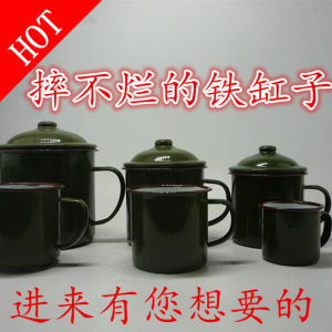 Retro Military Green Enamel Cup Old Style Unbreakable Iron Tub for Drinking Tea And Alcohol Complete Specifications