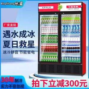 Ice Cream Refrigerated Display Case Single Door Beverage Cabinet Commercial Double Door Freezer Fridge Beer Preservation Case Vertical Jewelry