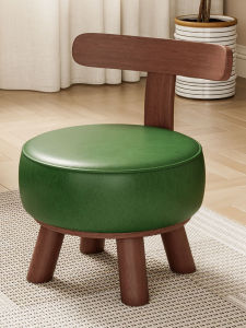 เก้าอี้ไม้จริงทรงเตี้ยแบบหมุนได้ สไตล์โมเดิร์นมินิมอล เหมาะสำหรับเด็ก ใช้ในห้องนั่งเล่น โซฟา มีพนักพิง ใช้ในบ้าน