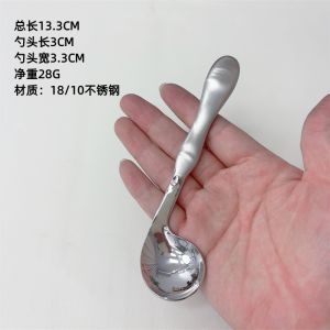 Baby Practice Spoon Heart Shaped 18-10 Stainless Steel Hollow Handle Soup Spoon for Feeding Babies Dining Utensils Western Tableware