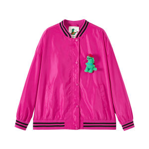 URLAZH | Whitening Vintage Shaped Casual Elaborate Pink Baseball Jacket