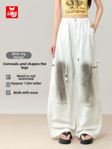 LIDIA | White Vintage Design Casual Trousers Summer Thin