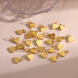 26 Initials Stainless Steel Gold-Plated Heart Charm Alphabet Pendant DIY Bracelet Necklace Jewelry Making Accessories