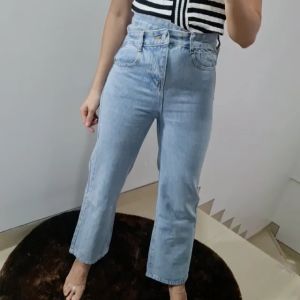Celana panjang jeans pinggang model miring X003
